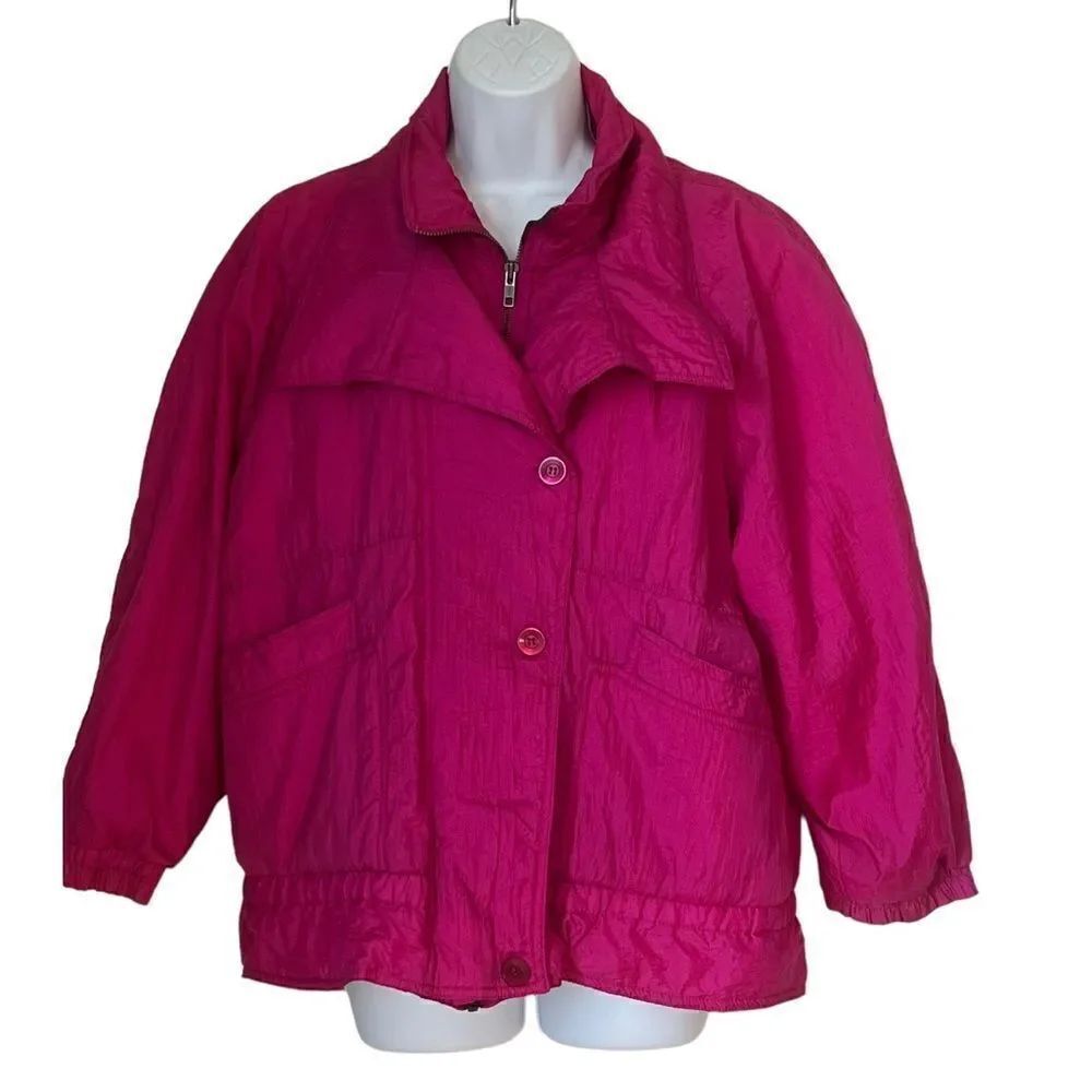 Vintage Gitano Hot Pink Windbreaker Outdoor  Jacket 80s 90s Retro Gorpcore Sz S